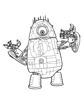 A coloring page of monsters versus aliens